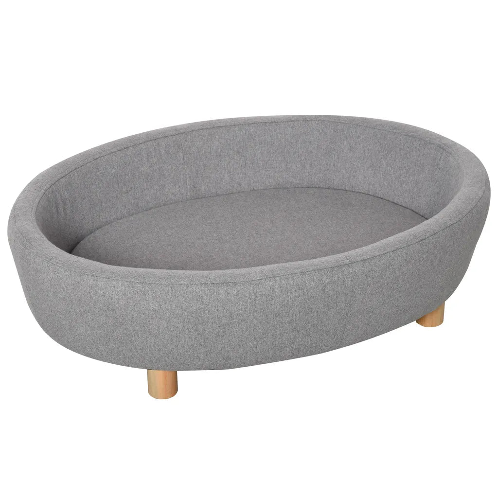  PawHut Hundesofa Haustiersofa Oval Morderne Gebürstetes Stoff Für Kleine Hunde Und Katzen 81 X 61 X 24 Cm Grau