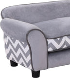  PawHut Hundesofa, Haustiersofa Mit Erhöhten Füßen, Hundecouch, Hundeliege Mit Kissen, Hundebett, Katzensofa, Waschbar, Samt, Grau, 73,5 X 41 X 33 Cm