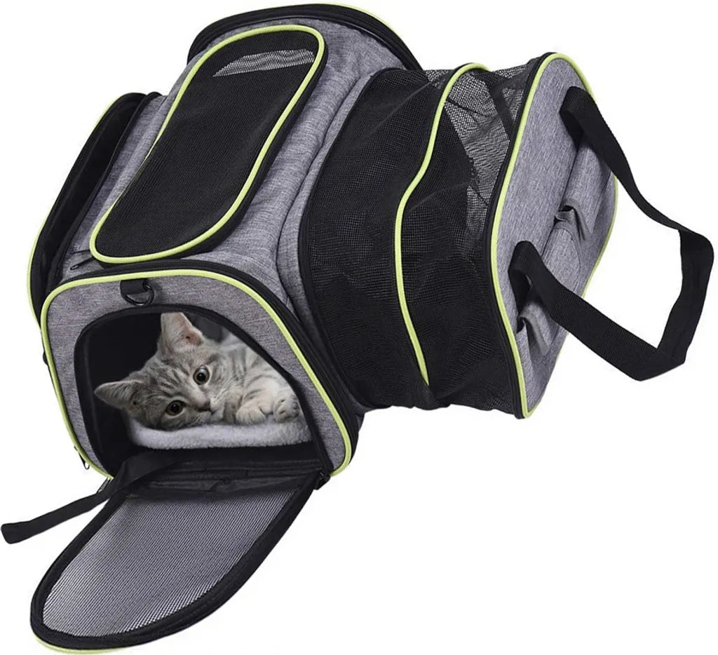  Faltbare Hundebox Transporttasche Transportbox Auto Für Katze Hunde Große Kleine Box Bag Mit Fleece-Matte 44.5 X 33 X 28cm
