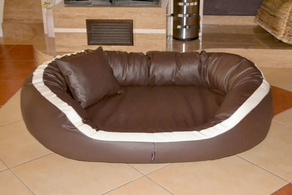  Tierlando® PEPPER Orthopädisches Hundebett Hundesofa L XL XXL Kunstleder - 1. Größe: PE4 110cm L | 2. Farbe: 01 Braun
