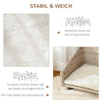  PawHut Haustiersofa Hundebett Rattan Mit Kissen Vier Füßen Haustierbett Katzenbett Hundekorb Hundesofa Für Kleine Hunde Hellgrau+Weiß 70,5 X 40 X 37,5 Cm