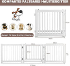  COSTWAY 3-teiliges Absperrgitter Hunde Mit Tor, 61cm Hoch Schutzgitter Holz Klappbar, Treppengitter Hundeabsperrgitter Türschutzgitter
