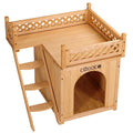  Cadoca Katzenhaus FSC®-zertifiziertes Holz 64,5x54,5x53,5cm 2-stöckig Leiter Balkon Indoor Outdoor Hundehütte Katzenvilla Tierhaus