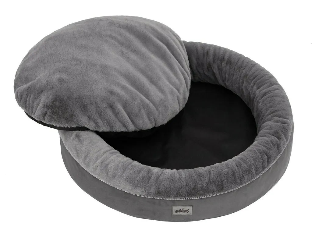 Hundebett Hobbydog RABBIT Tierbett Hundesofa Schlafplatz Couch Rund Plüsch XL Dunkel Grau
