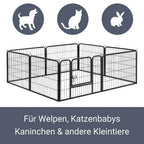  Juskys Welpenauslauf 160 X 160 X 60 Cm – Welpenlaufstall 8-teilig Aus Metall – Freigehege Mit Tür – Welpengitter Für Hunde, Hasen & Kleintiere
