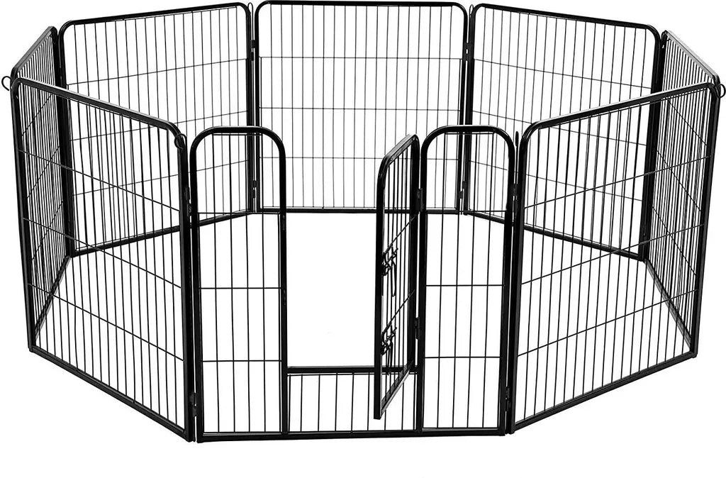  Welpenauslauf 8-Eck Für Hunde Laufgitter Laufstall Welpenlaufstall Hundegehege Für Kaninchen Kleine Haustiere FEANDREA Schwarz PPK88H
