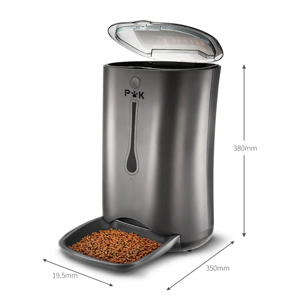  P&K 6,5L Automatischer Futterautomat Für Katzen Und Hunde Mit LCD, 8s Soundaufnahmefunktion, 1-4 Mahlzeiten Pro Tag, Schwarz
