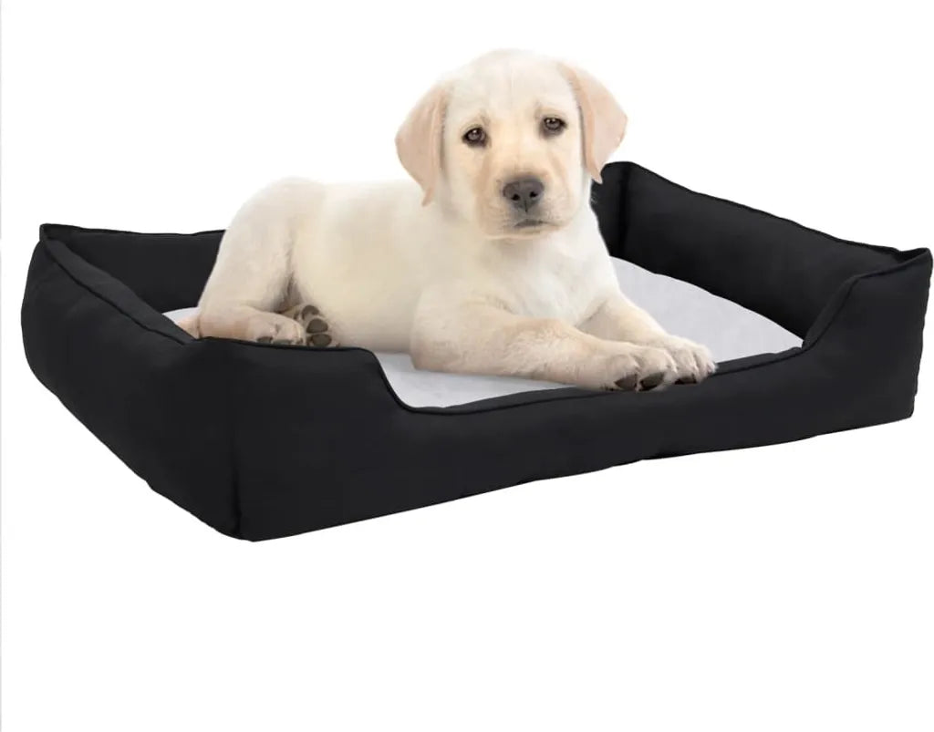  VidaXL Hundebett Schwarz-Weiß 65x50x20 Cm Fleece Leinenoptik