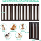  COSTWAY Absperrgitter Hunde 89cm Hoch, Schutzgitter Holz Klappbar, Treppengitter Hundeabsperrgitter Flexibel Türschutzgitter (Braun, 4 Paneelen)