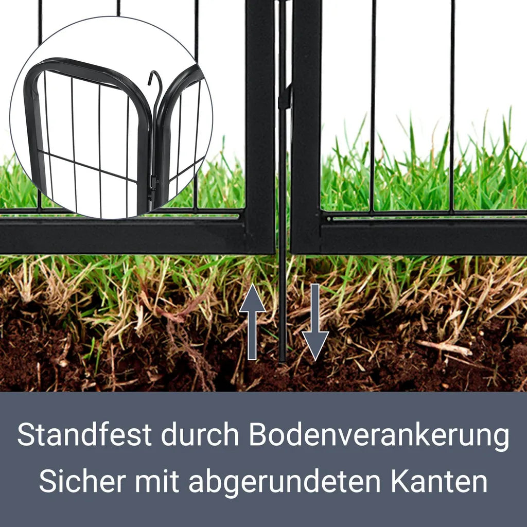  Juskys Welpenauslauf Plus 160 X 160 X 80 Cm – Welpenlaufstall 8-teilig Aus Metall – Freigehege Mit Tür – Welpengitter Für Hunde, Hasen & Kleintiere