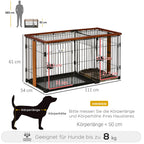  PawHut Hundekäfig Mit Toilette Tablett Hundebox Mit 2 Türen Für Kleine Hunde Tierkäfig Innen Zuhause Stahl Kaffee 111 X 54 X 61 Cm