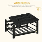  PawHut Erhöhtes Hundebett Mit Kissen Holzrahmen Haustierbett Hundeschlafplatz Für Kleine Hunde Schwarz 65 X 51 X 32 Cm