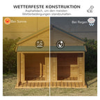  Pawhut Hundehütte Aus Massivholz Isoliertes Hundehaus Mit 2 Räume Asphaltdach Outdoor Hütte Mit Terrasse Gelb+Grün 127 X 110 X 109 Cm