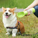  2 In1 258ml Haustier Trinkflasche Hund Katze Wasserflasche Für Unterwegs Mit Futterbehälter Und Wassernapf Tragbare Reisenapf (Grün)