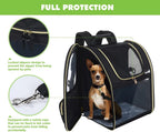  Pecute Hundetransportboxen Haustier Rucksack Hunderucksack Bis 5kg,mit Transparentes Fenster Schwarz,Erweiterbar Faltbar, Für Hunde Katzen Haustiere(34 * 27 * 42cm)