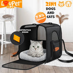  LOVPET® Hundebox Hundetasche Transportbox 2in1 Hunde & Katzentasche Hundetransportbox Inkl. Pet-Kissen + 3x Beutelrollen + Napf 44x31x36xm Transporttasche Für Haustiere, Haustiertransportbox, Farbe:Anthrazit