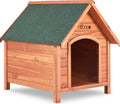  Cadoca Hundehütte FSC®-zertifiziertes Massivholz 82x72x85cm Dachluke Spitzdach Garten Hundehaus Tierhaus Wetterfest