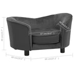  VidaXL Hundesofa Dunkelgrau 69x49x40 Cm Plüsch Und Kunstleder