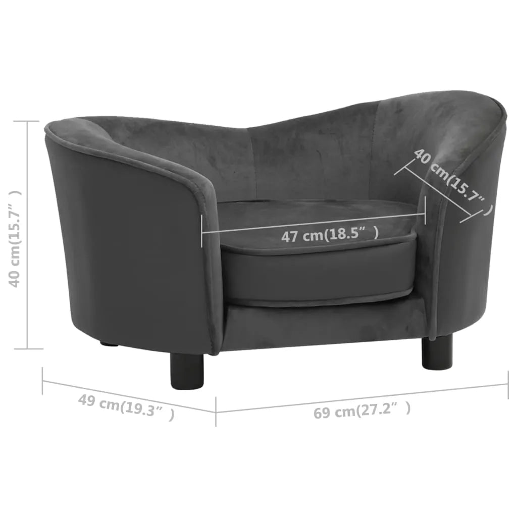  VidaXL Hundesofa Dunkelgrau 69x49x40 Cm Plüsch Und Kunstleder