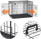  FEANDREA Hundebox Mit 2 Türen 122 X 74,5 X 80,5 Cm Hundekäfig Zusammenklappbar Schwarz PPD48BK