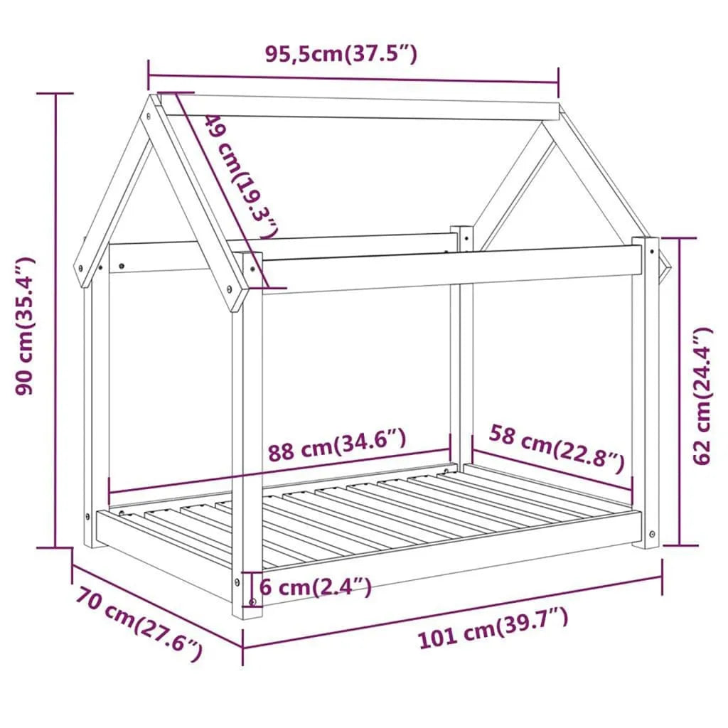  VidaXL Hundebett Weiß 101x70x90 Cm Massivholz Kiefer