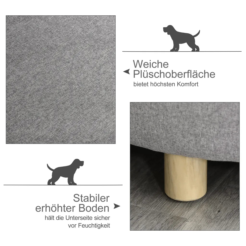  PawHut Hundesofa Haustiersofa Oval Morderne Gebürstetes Stoff Für Kleine Hunde Und Katzen 81 X 61 X 24 Cm Grau