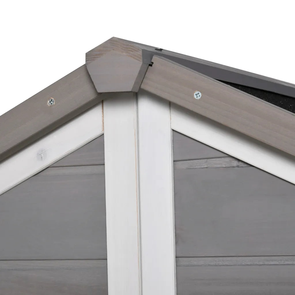  PawHut Hundehütte Aus Massivholz Kleintierhaus Isoliertes Hundehaus Mit Terrasse Asphaltdach Outdoor Wetterfeste Hütte Für Draußen Grau 127 X 112 X 109 Cm