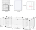  PawHut Freigehege, DIY Kleintiergehege, Meerschweinchen Gehege, Erweiterbarer Auslauf Für Kleintiere, Mit 18 Platten, Stahl, PP-Harzplatte, 175 X 70 X 45 Cm, Weiß