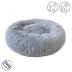  Hundebett Katzenbett Flauschige Hundekissen Haustier Tierbett Hundekorb Kissen Weiches Plüsch Rundes Haustierbett Grau 60 Cm