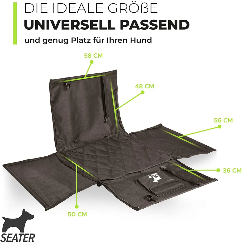  GÜTEWERK SEATER Hundesitz Für Auto Rücksitz Für Kleine Bis Mittlere Hunde Max 45 Cm Schulterhöhe - Stabiles & Wasserfestes Material Schwarz - Hunde-Autositz Für Rückbank Faltbar - Schutz Für Autositze