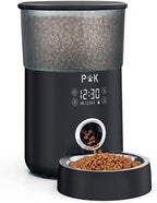  PUPPY KITTY 4L Touchscreen Automatischer Futterautomat Für Katze Und Hund, Timer Futterspender Mit 1-5 Mahlzeiten, Mit Benutzerdefinierter Abgabeton, Portionskontrolle, Edelstahlschale, Schwarz