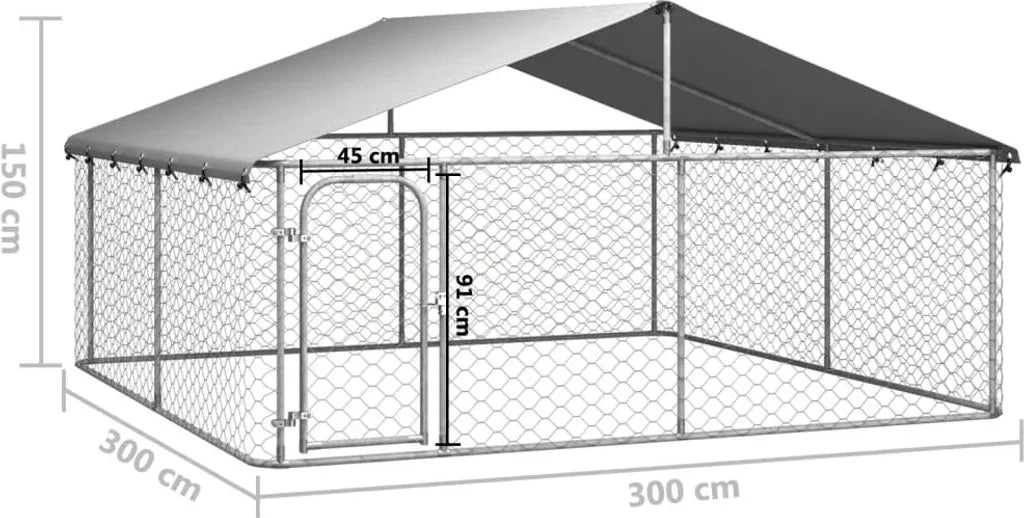  VidaXL Outdoor-Hundezwinger Mit Dach 300x300x150 Cm