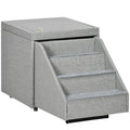  PawHut Hundetreppe 2 In 1, 4 Stufige Katzentreppe, Haustiertreppe Mit Stauraum, Hocker, Tiertreppe, Haustierrampe, Für Sofa, Bett, Polyester, Hellgrau, 84 X 45 X 49 Cm