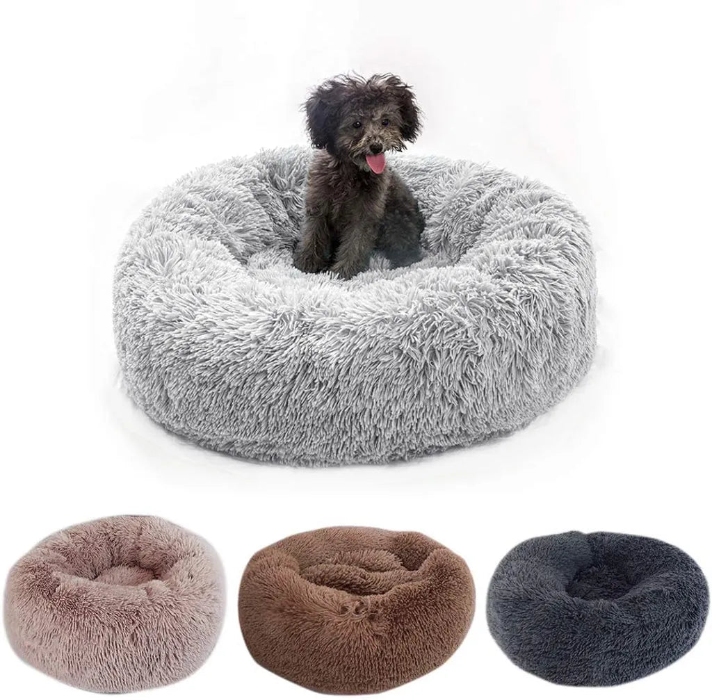  Hundebett Tierbtt Katzenbett Hundesofa Katzensofa Kissen Flauschig, Weich U. Waschbar Für Katzen Hunde, Dunkelgrau,Durchmesser 60cm