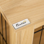  PawHut Hundekäfig Aus Holz Transportbox Mit Tischoberfläche Erhöhtes Design Hundebox Transportkäfig Innen Zuhause Tierkäfig Haustier Natur 81 X 58,5 X 76 Cm