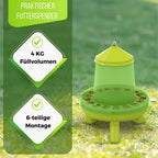  Futterautomat Mit Füßen, 4 Kg Grün I Hühner, Geflügel Futterspender I Automatischer Spender Für Hühnerfutter I Futterstation Aufhängbar I Wasserdichter Automat I Zubehör Zucht, Farming
