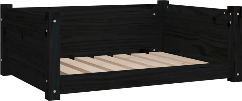  VidaXL Hundebett Schwarz 75,5x55,5x28 Cm Massivholz Kiefer