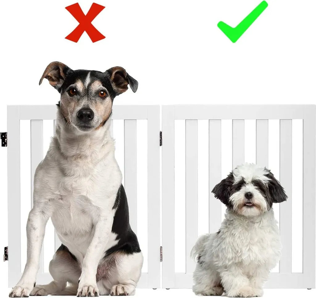  COSTWAY Absperrgitter Hunde 60cm Hoch, Schutzgitter Holz Klappbar, Treppengitter Hundeabsperrgitter Flexibel Türschutzgitter (2 Paneelen, Weiß)