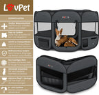  LOVPET® Welpenlaufstall Tierlaufstall Faltbar Für Kleintiere Hunde, Katzen Inkl. Hundenapf Hundelaufstall Freigehege Oxfordgewebe Pop-up System Indoor & Outdoor, Farbe:Anthrazit / Schwarz