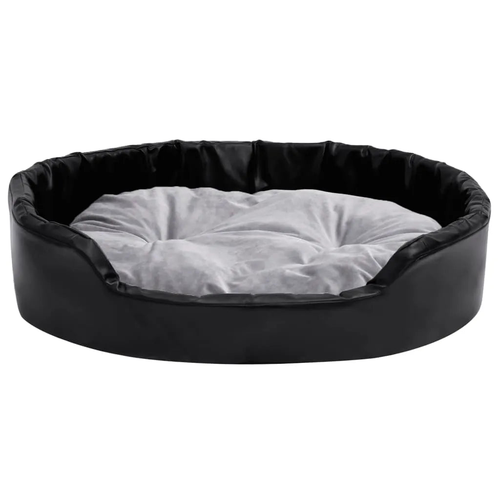  VidaXL Hundebett Schwarz-Grau 90x79x20 Cm Plüsch Und Kunstleder