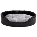  VidaXL Hundebett Schwarz-Grau 90x79x20 Cm Plüsch Und Kunstleder