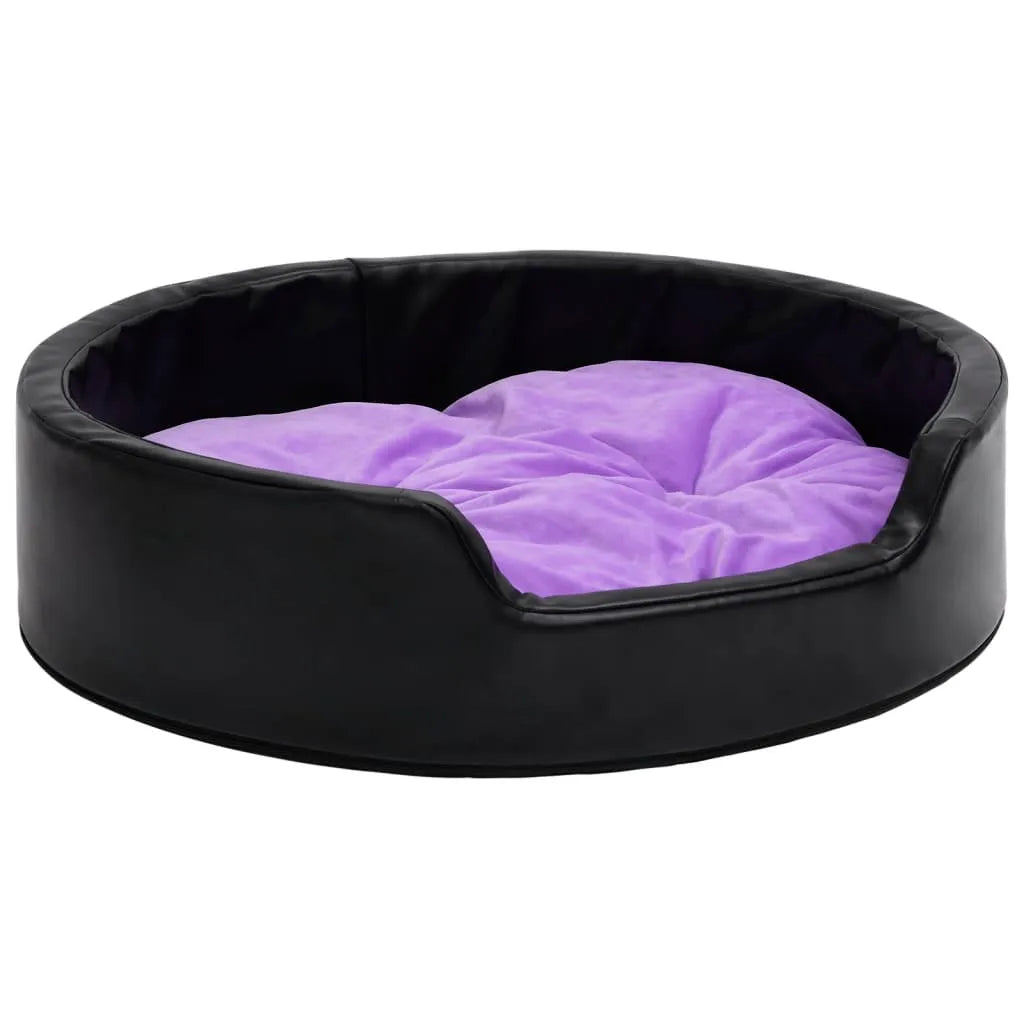  VidaXL Hundebett Schwarz-Violett 99x89x21 Cm Plüsch Und Kunstleder
