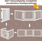  COSTWAY 3-teiliges Absperrgitter Hunde Mit Tor, 61cm Hoch Schutzgitter Holz Klappbar, Treppengitter Hundeabsperrgitter Türschutzgitter