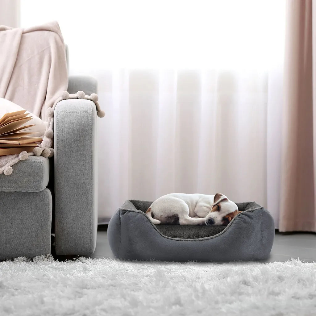  Juskys Hundebett Eila S – Hundekorb 50 X 37 X 15 Cm – Orthopädisches Hundekissen Waschbar & Flauschig - Haustierbett Für Kleine Hunde & Katzen In Grau