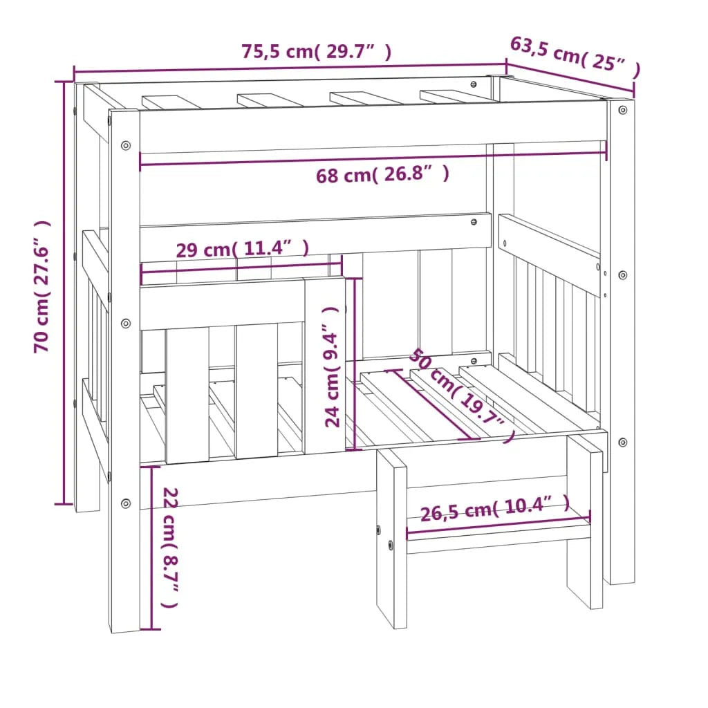  VidaXL Hundebett 75,5x63,5x70 Cm Massivholz Kiefer