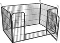  FEANDREA Welpenauslauf Aus Metall 122 X 80 X 70 Cm Welpengitter Welpenzaun Freilaufgehege Tierlaufstall Für Hunde Grau PPK04GY