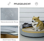  Pawhut Rattan Hundehütte Mit Kissen Hundehaus Haustierbett Hundebett Hundematratze Hundekorb Hundesofa Hunde Katzen Outdoor Grau 76 X 76 X 60 Cm