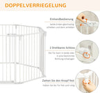  PawHut Welpenauslauf Freigehege Für Hund Schutzgitter Mit Tür Kaminschutzgitter Flexible Klappbar 8 Paneele Je 60 X 76 Cm Weiß