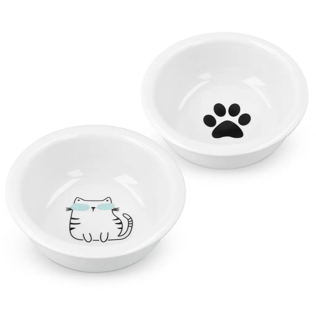  Navaris Futternapf Katze Futterstation Set - Keramiknapf Für Katzen Hunde - Keramik Fressnapf Set Futterbar Katzennapf - Spülmaschinenfest