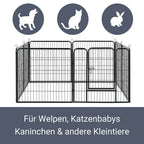 Juskys Welpenauslauf Plus 160 X 160 X 80 Cm – Welpenlaufstall 8-teilig Aus Metall – Freigehege Mit Tür – Welpengitter Für Hunde, Hasen & Kleintiere